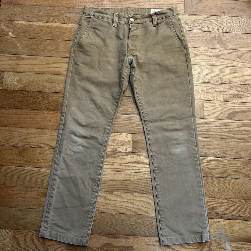 Grown And Sewn Canvas Foundation Button Fly Work Pants Made In USA 33x31